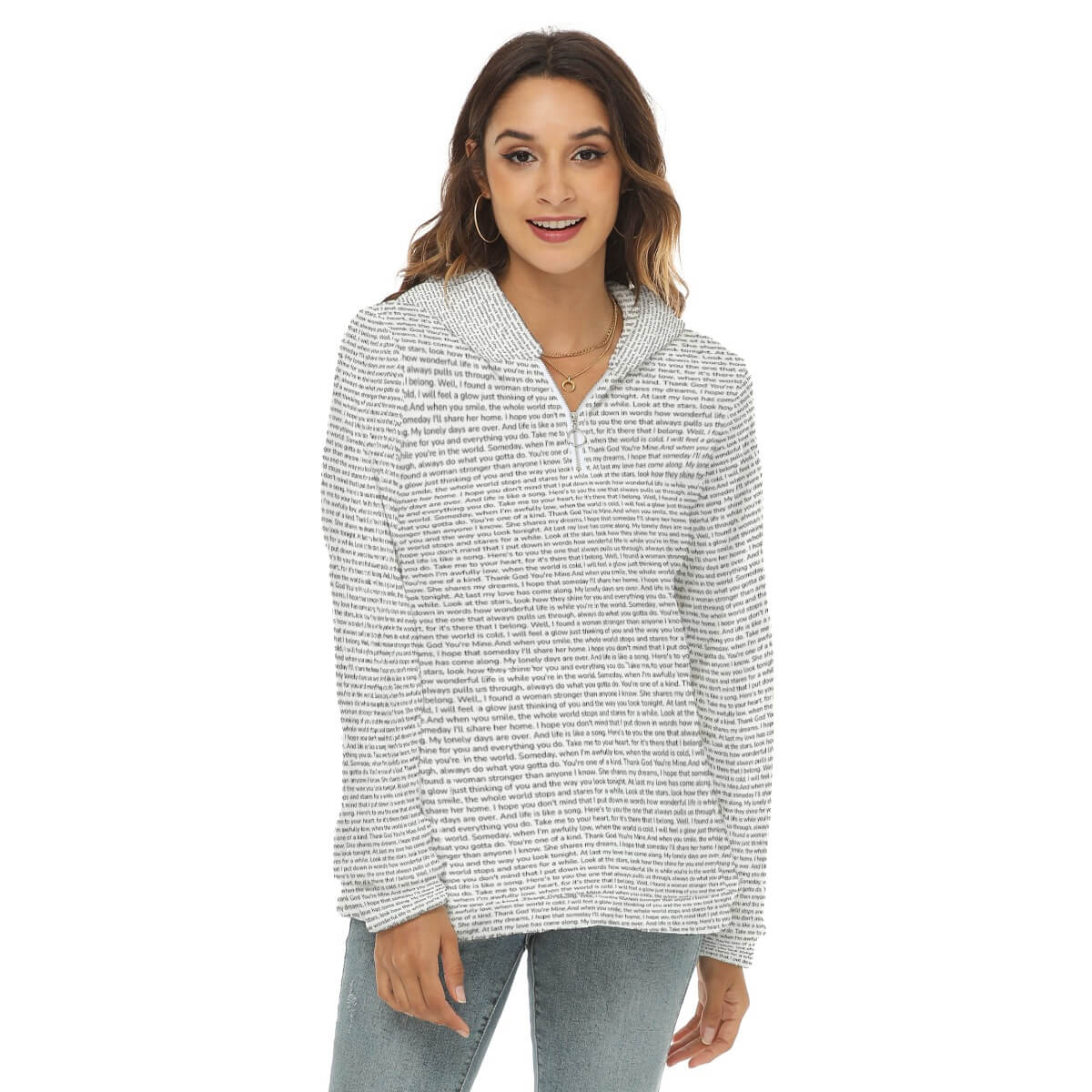 Women's Borg Fleece Hoodie With Half Zip