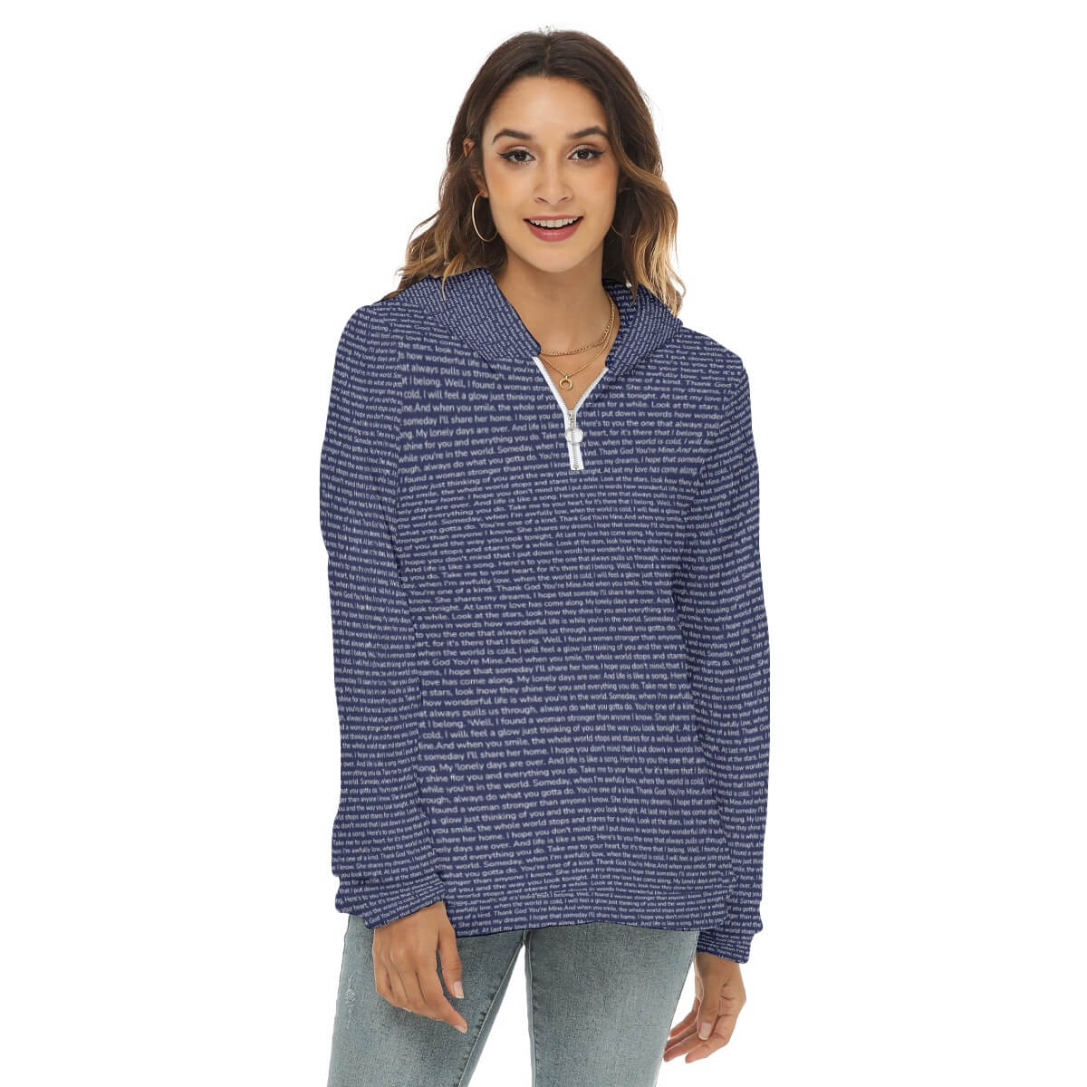 Women's Borg Fleece Hoodie With Half Zip