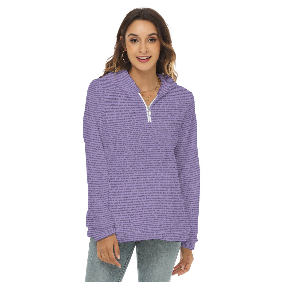 Women's Borg Fleece Hoodie With Half Zip