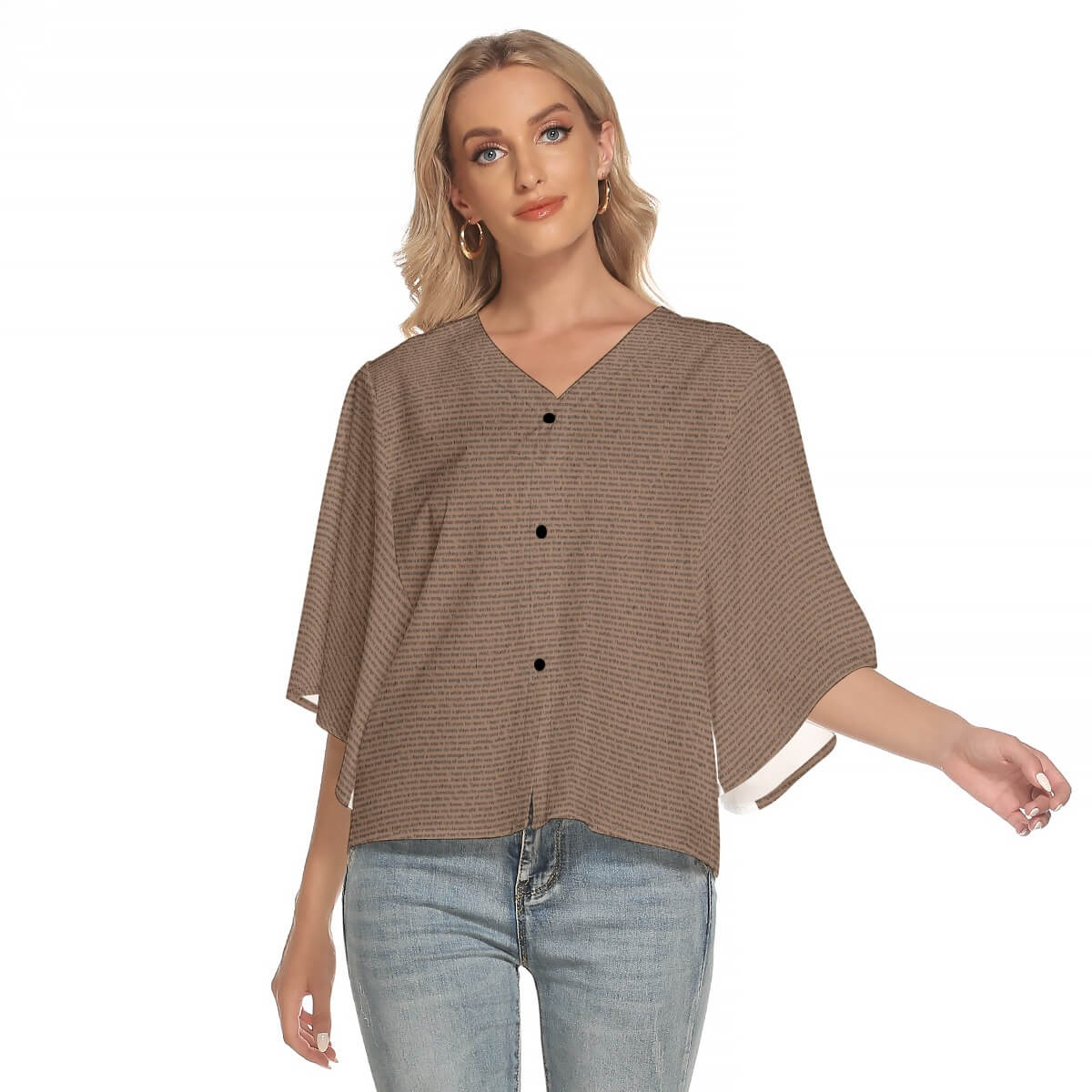 Women's Bat Sleeve Light V-neck Top