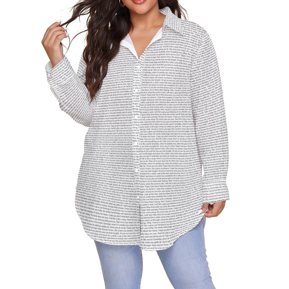 Women's Long Sleeve Button-Up Shirt (Plus Size)
