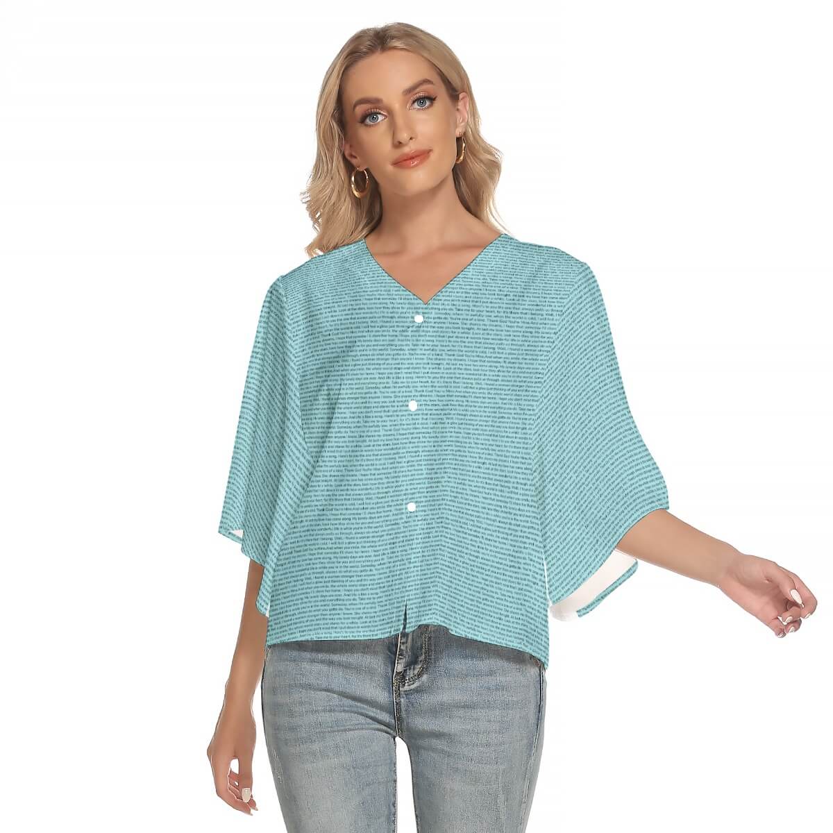 Women's Bat Sleeve Light V-neck Top