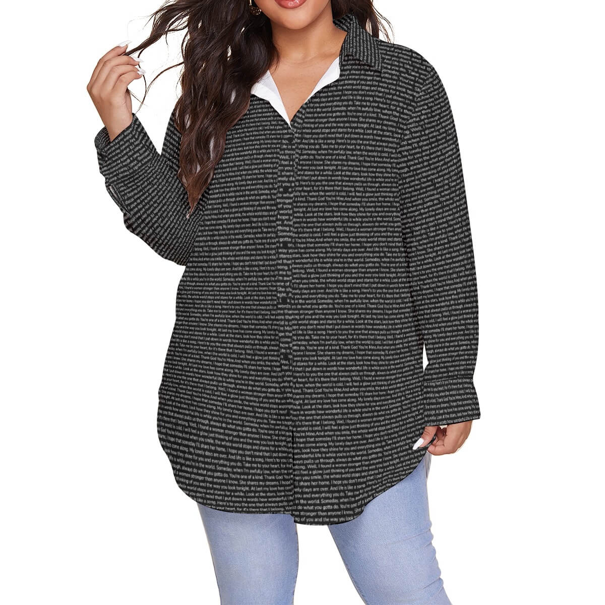 Women's Long Sleeve Button-Up Shirt (Plus Size)