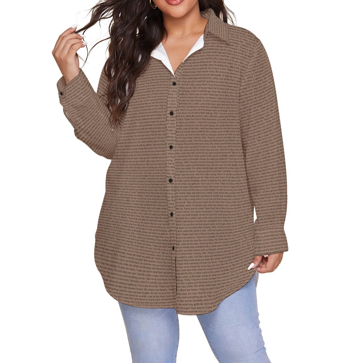 Women's Long Sleeve Button-Up Shirt (Plus Size)