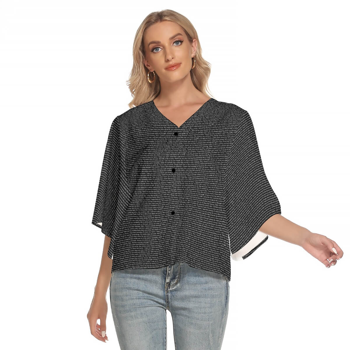 Women's Bat Sleeve Light V-neck Top