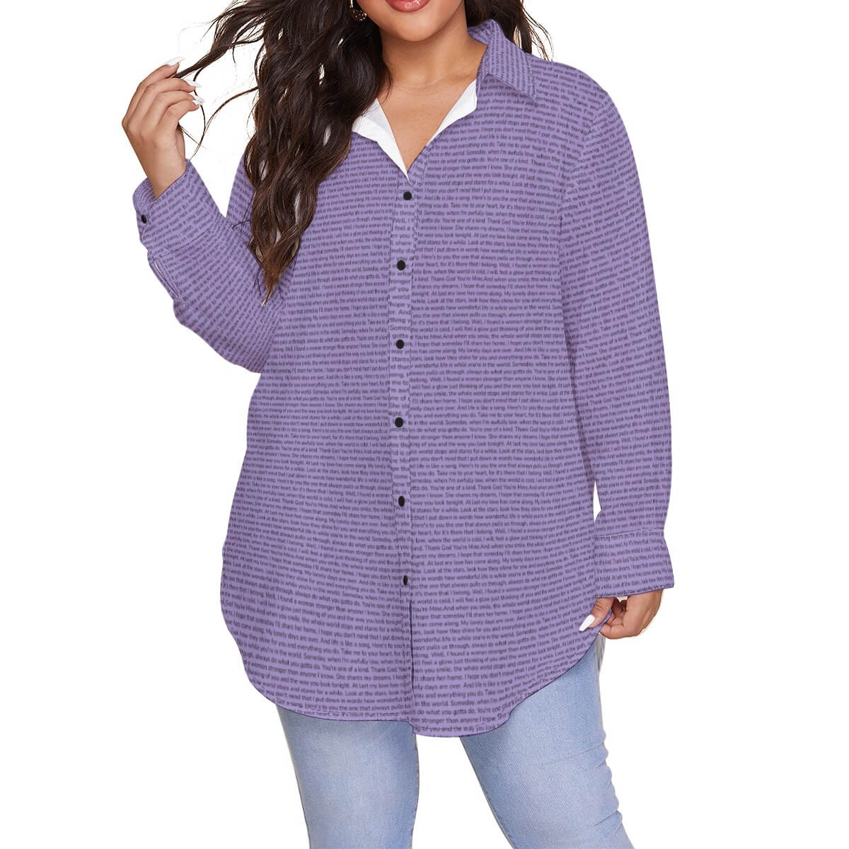 Women's Long Sleeve Button-Up Shirt (Plus Size)