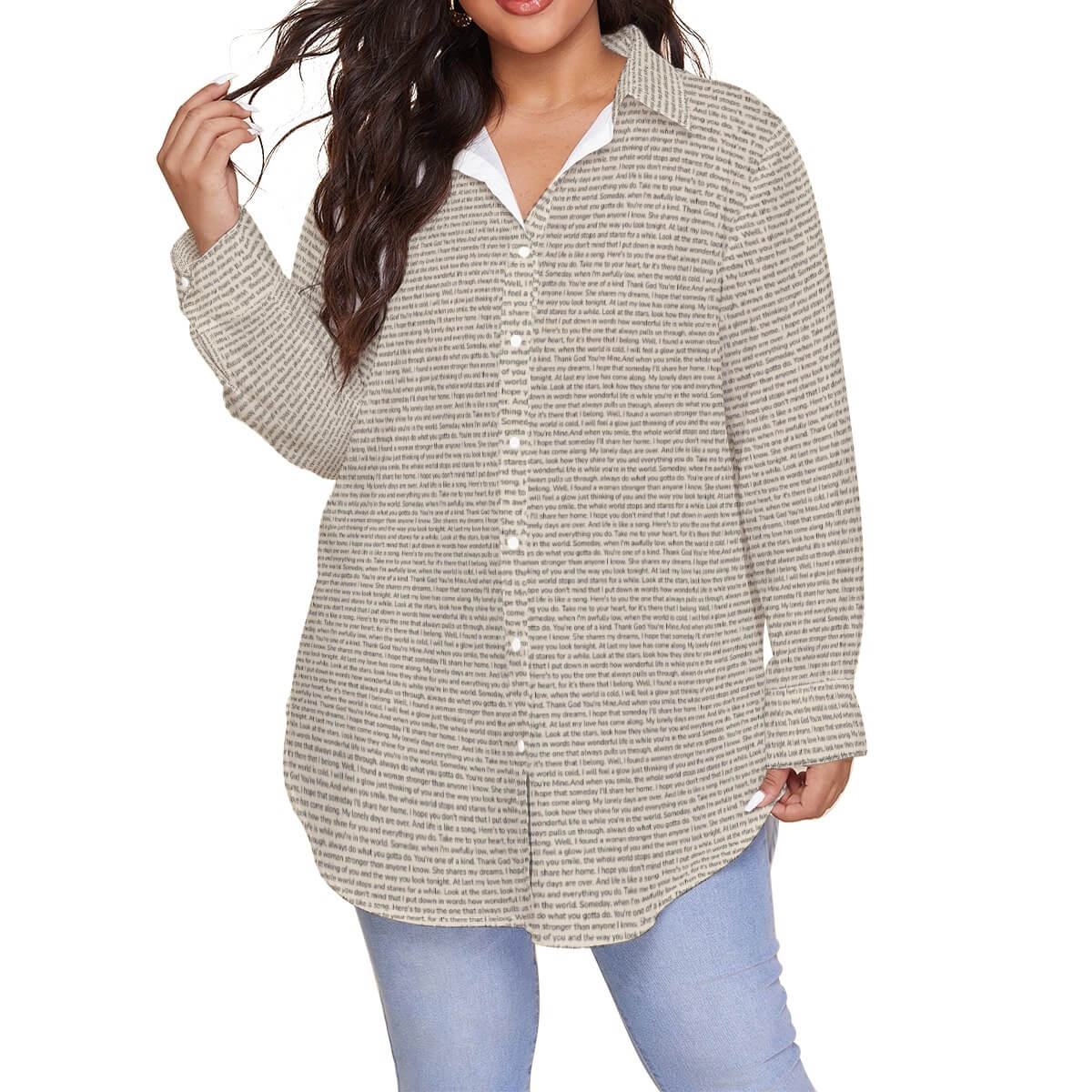 Women's Long Sleeve Button-Up Shirt (Plus Size)
