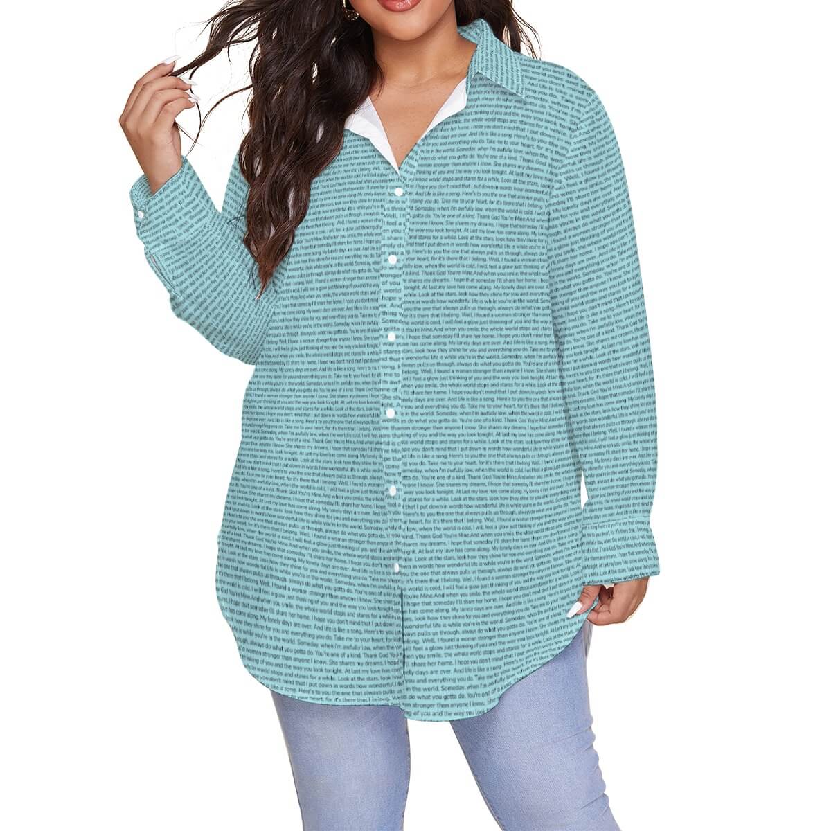 Women's Long Sleeve Button-Up Shirt (Plus Size)