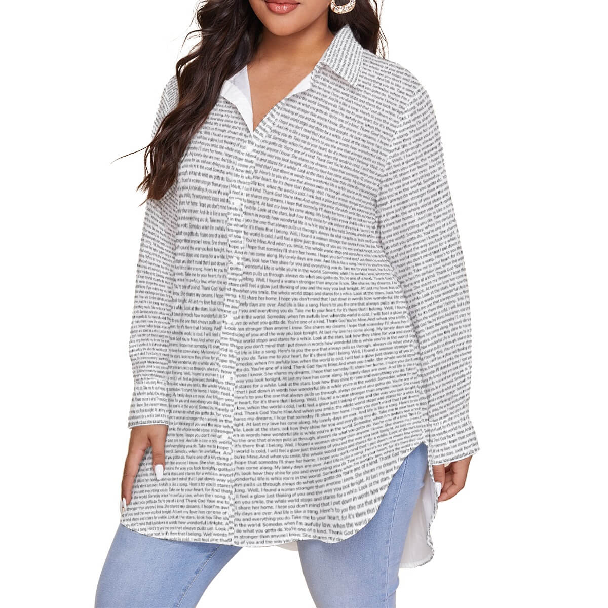Women's Long Sleeve Button-Up Shirt (Plus Size)