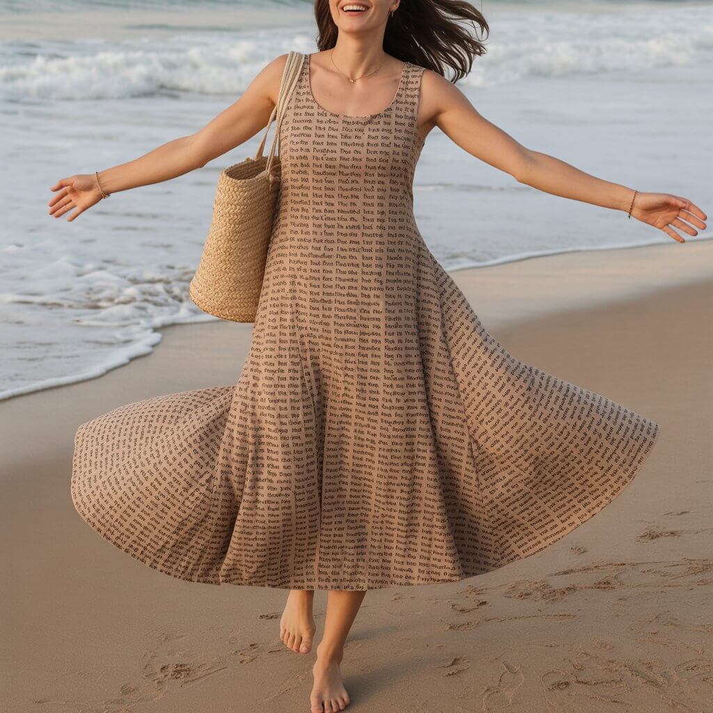 Women's Linen-Textured Cotton Sleeveless Dress