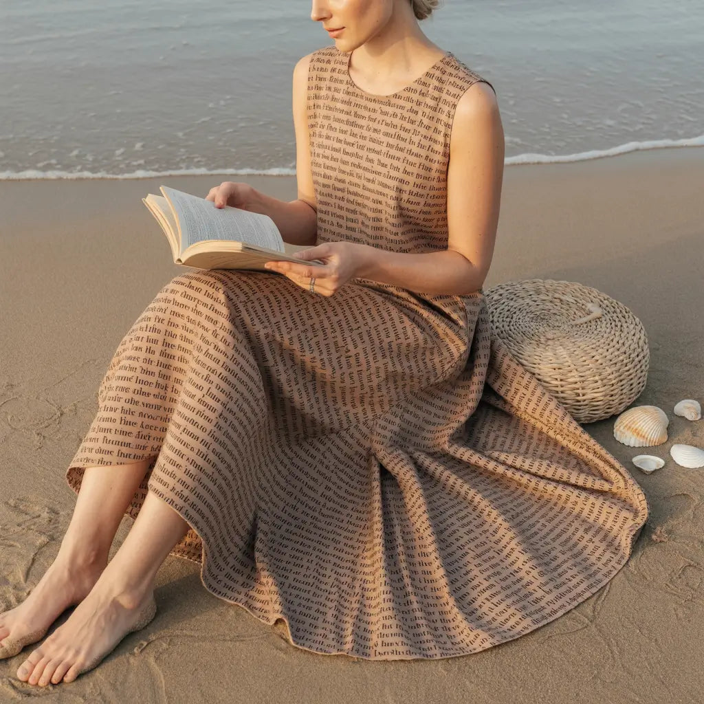 Women's Linen-Textured Cotton Sleeveless Dress