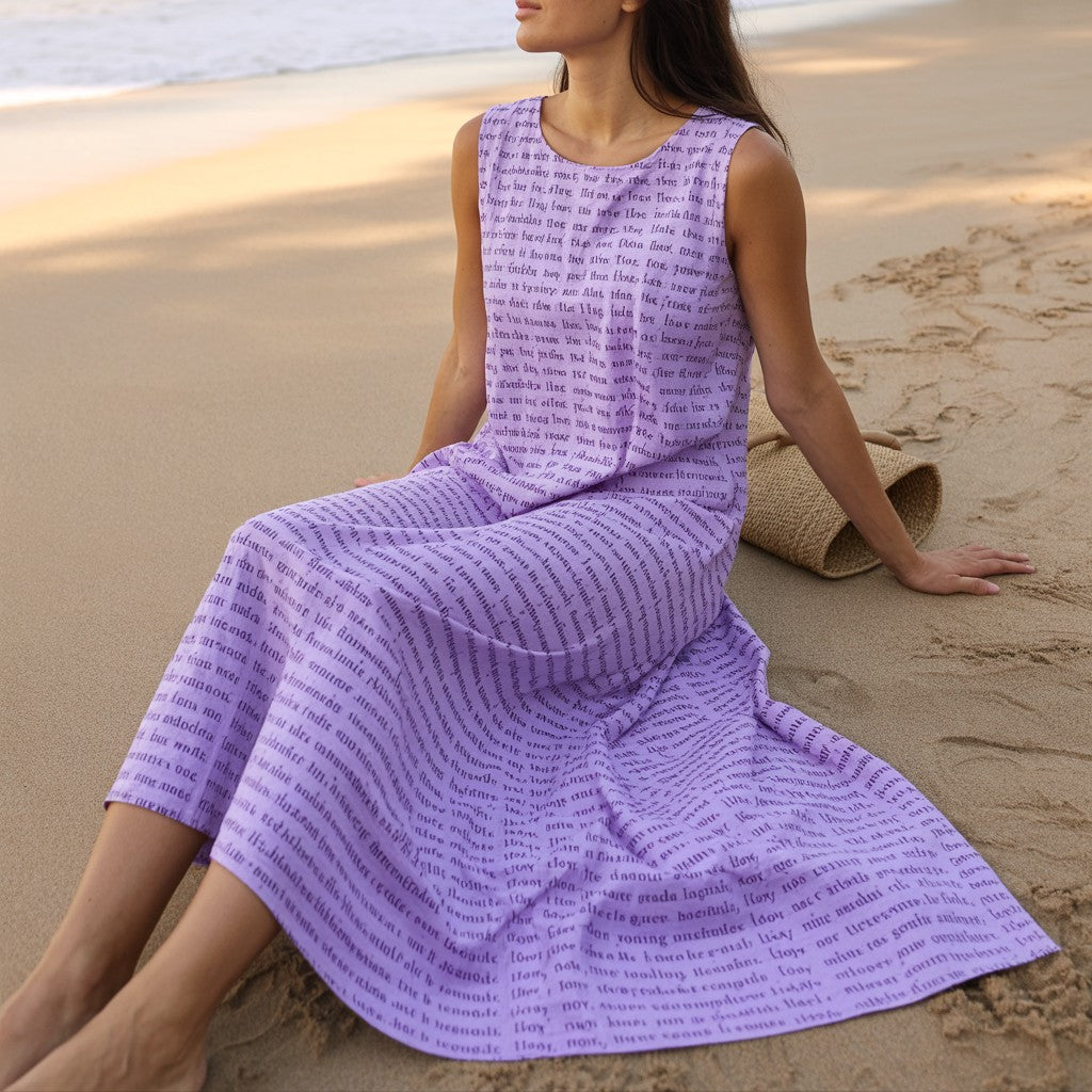 Women's Linen-Textured Cotton Sleeveless Dress