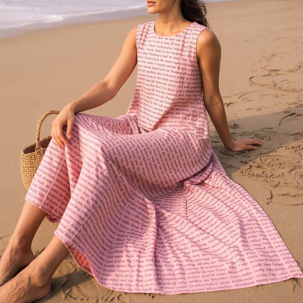 Women's Linen-Textured Cotton Sleeveless Dress