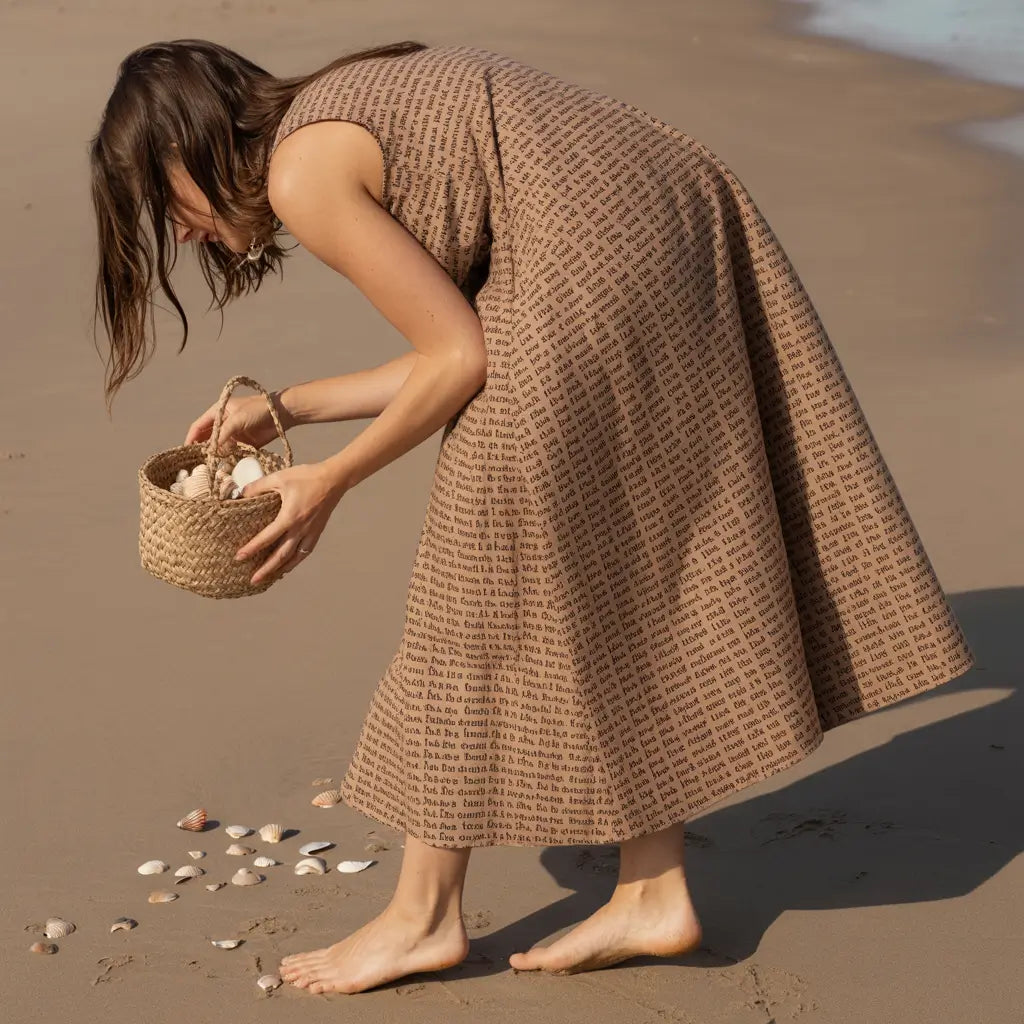 Women's Linen-Textured Cotton Sleeveless Dress