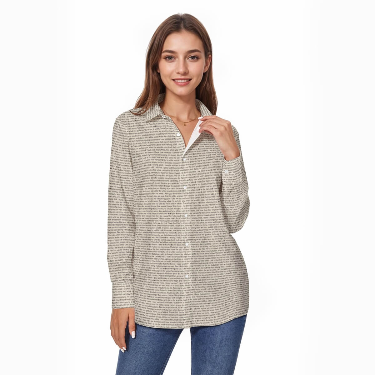 Women's Cotton Long Sleeve Button-Up Shirt