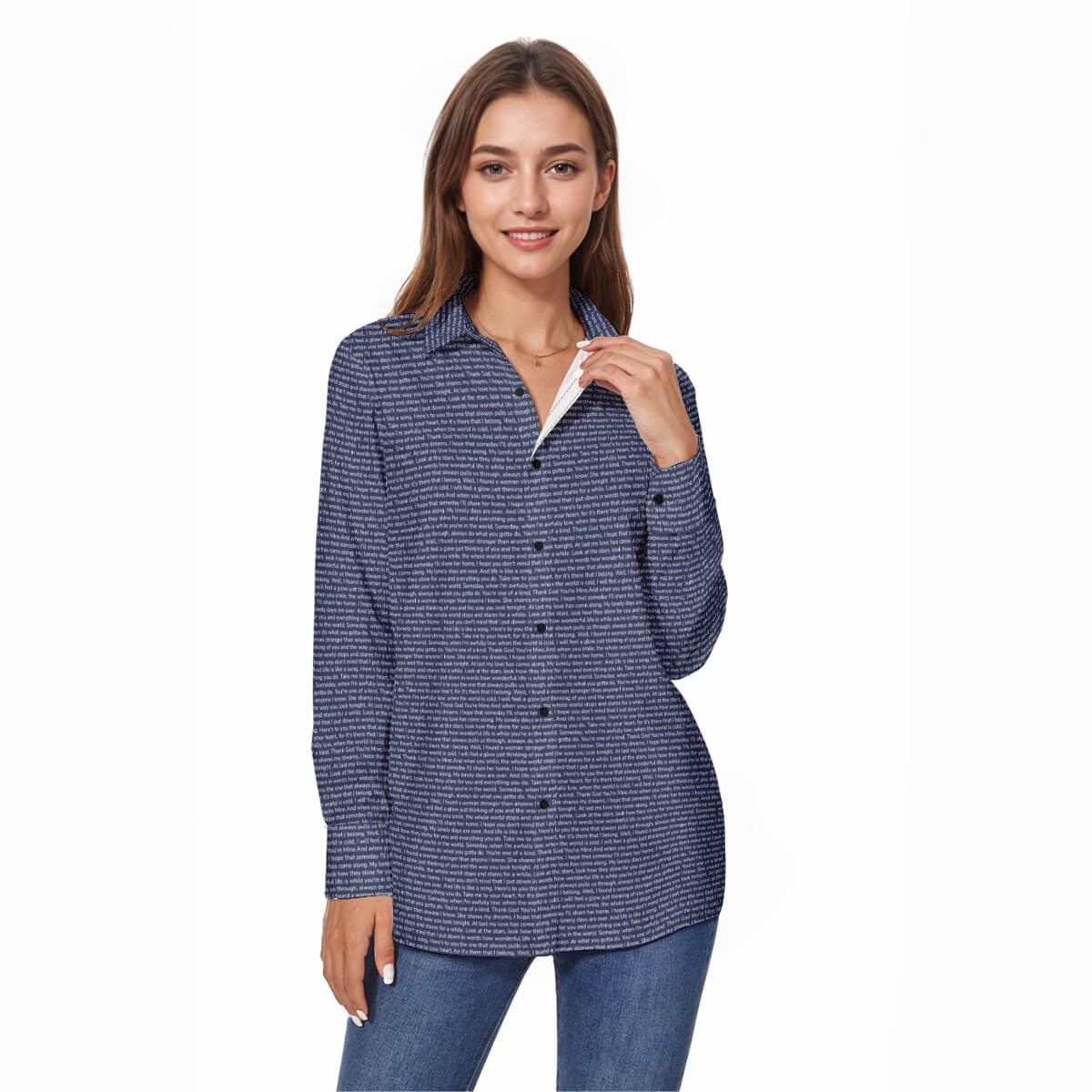 Women's Cotton Long Sleeve Button-Up Shirt