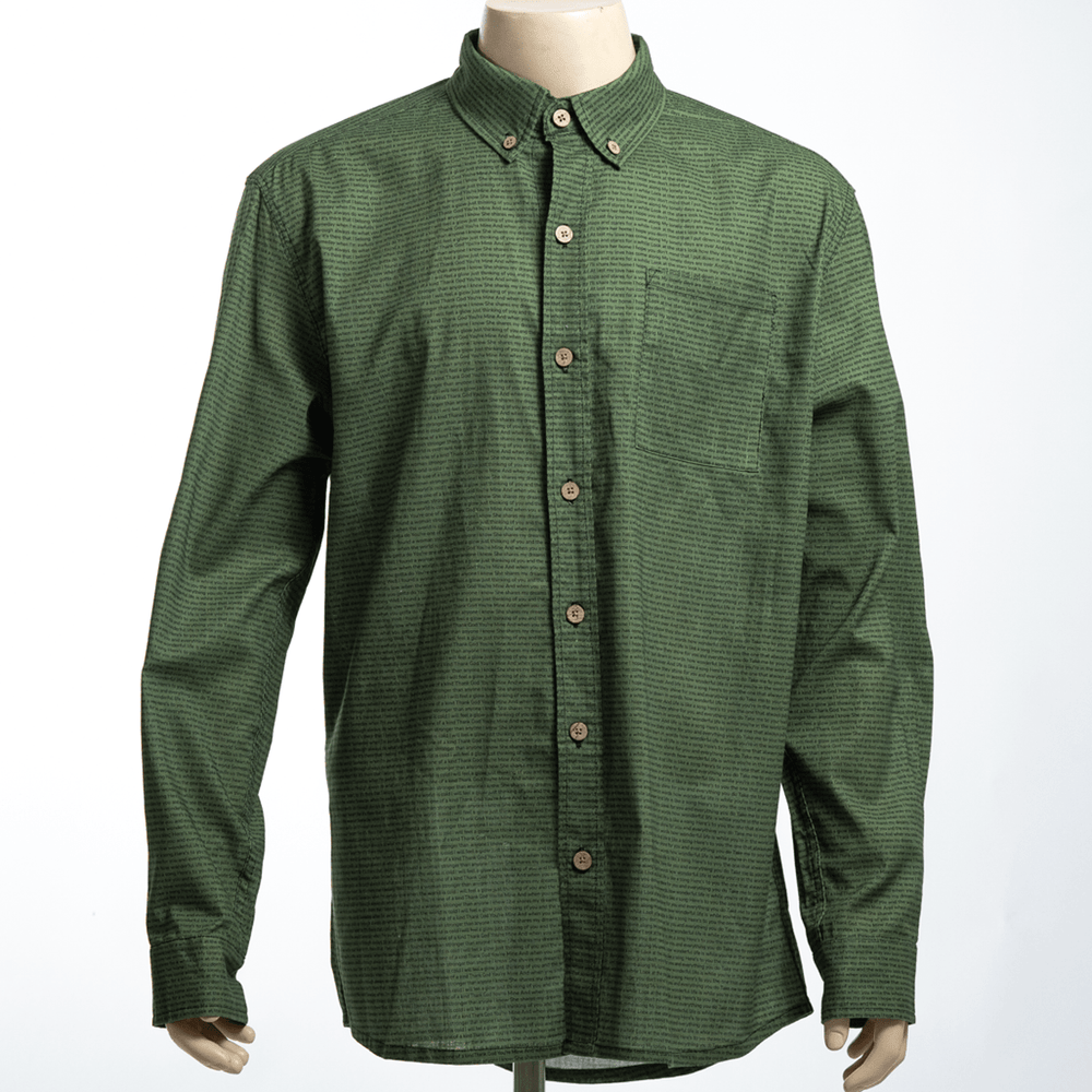Men's Linen Textured Cotton Long Sleeve Pocket Shirt