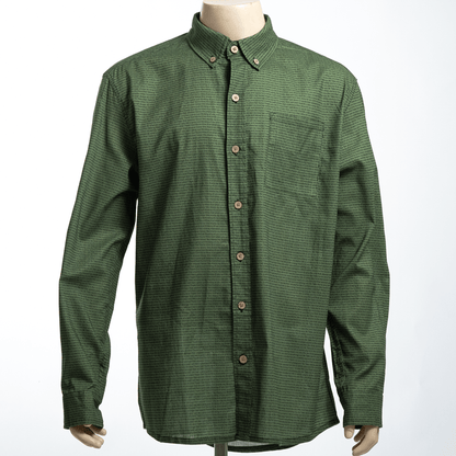 Men's Linen Textured Cotton Long Sleeve Pocket Shirt - TuneInk