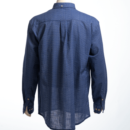 Men's Linen Textured Cotton Long Sleeve Pocket Shirt - TuneInk