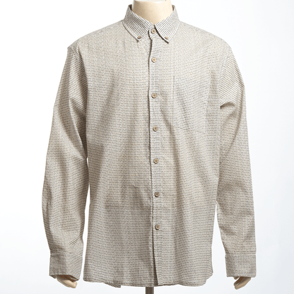 Men's Linen Textured Cotton Long Sleeve Pocket Shirt - TuneInk