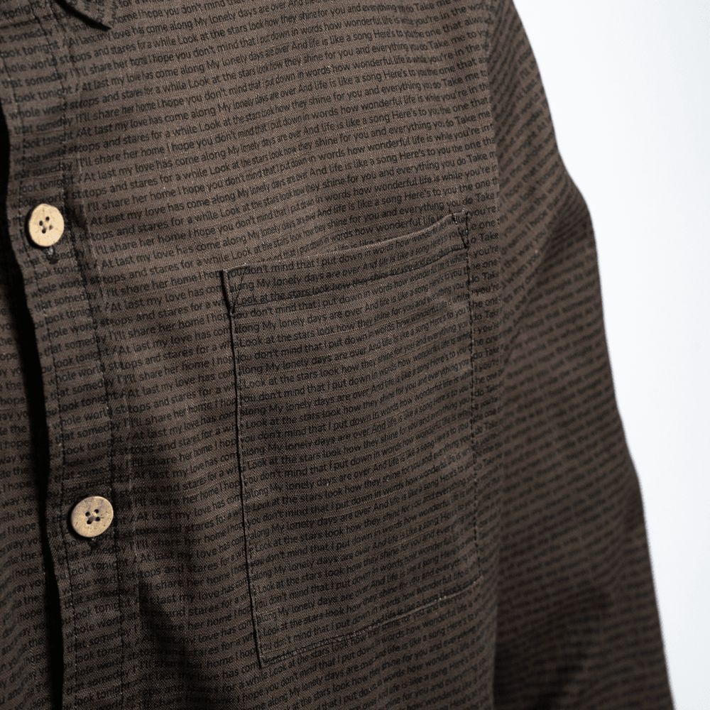 Men's Linen Textured Cotton Long Sleeve Pocket Shirt