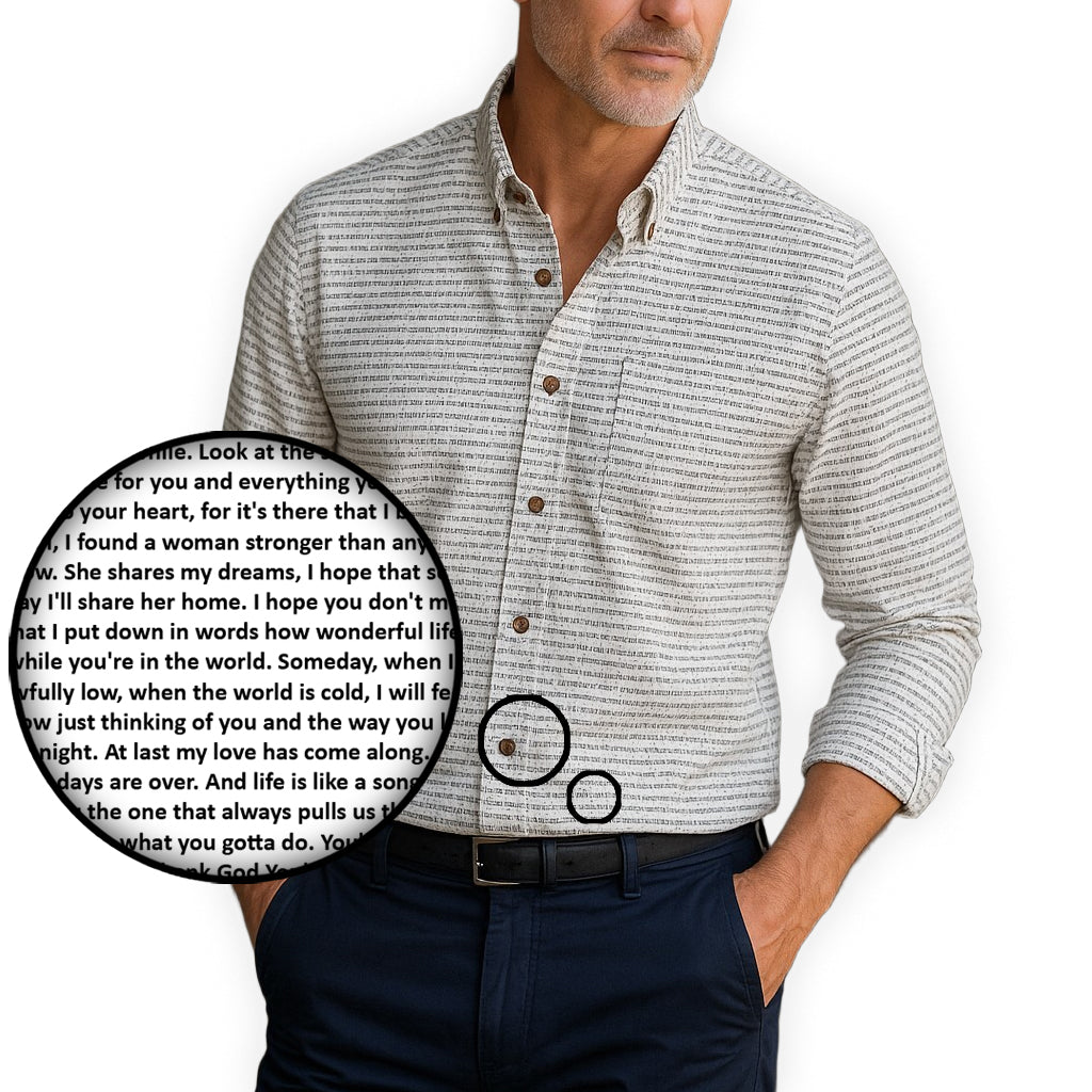 Men's Linen Textured Cotton Long Sleeve Pocket Shirt - TuneInk