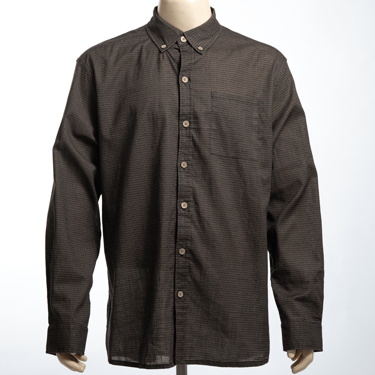 Men's Linen Textured Cotton Long Sleeve Pocket Shirt - TuneInk
