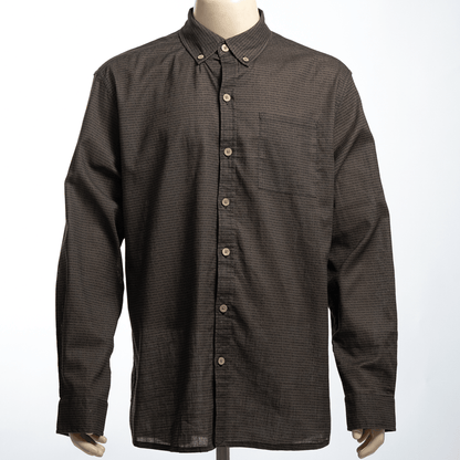 Men's Linen Textured Cotton Long Sleeve Pocket Shirt - TuneInk