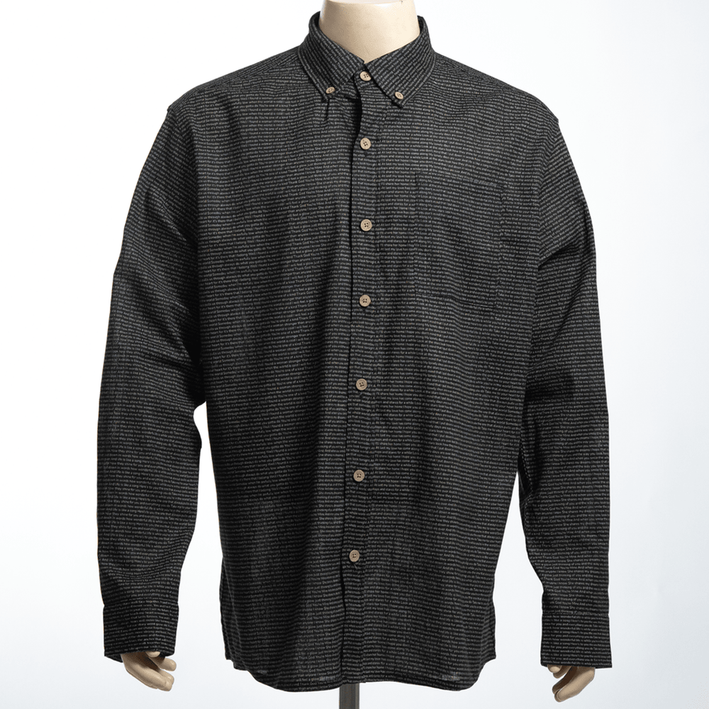 Men's Linen Textured Cotton Long Sleeve Pocket Shirt