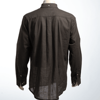 Men's Linen Textured Cotton Long Sleeve Pocket Shirt