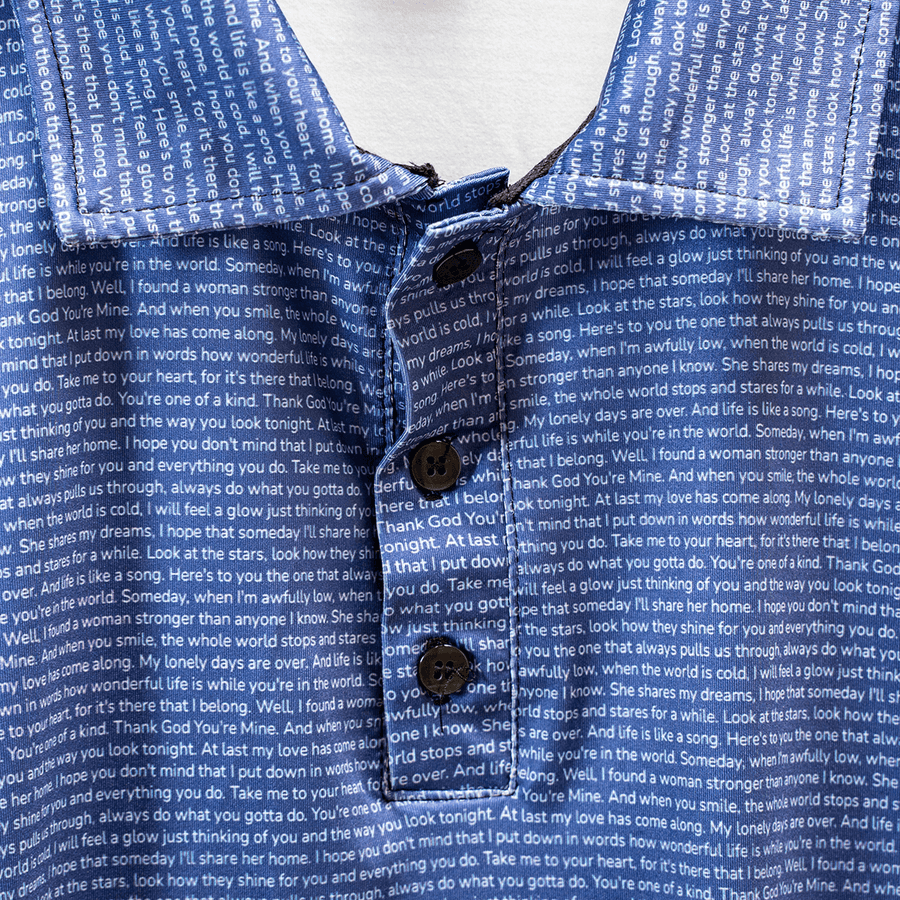 Every word, printed across the whole polo