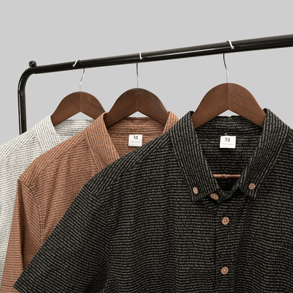 Men's Linen Textured Cotton Short Sleeve Shirt