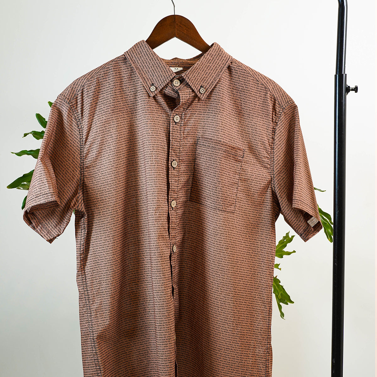 Men's Linen Textured Cotton Short Sleeve Shirt