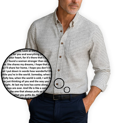 Men's Linen-Look Textured Cotton Long Sleeve Pocket Button-Down Shirt