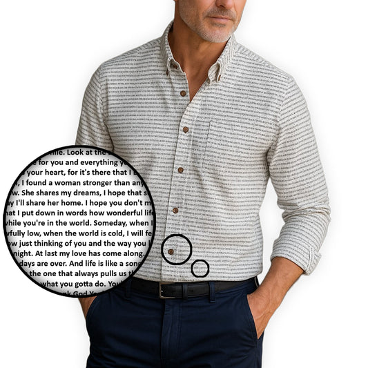 Men's Linen-Look Textured Cotton Long Sleeve Pocket Button-Down Shirt