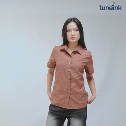Women's Linen Textured Cotton Short Sleeve Shirt