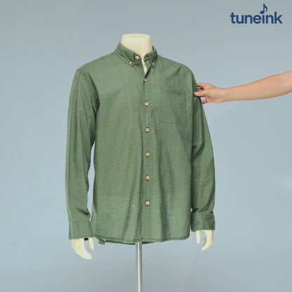 Men's Linen Textured Cotton Long Sleeve Pocket Shirt