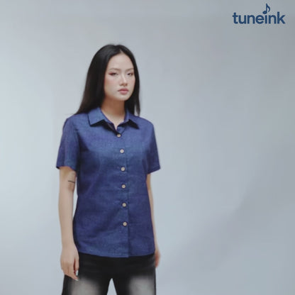 Women's Linen Textured Cotton Short Sleeve Shirt