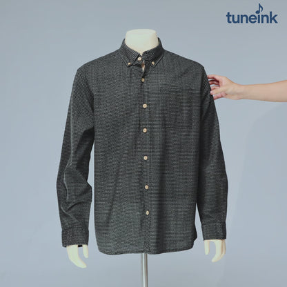 Men's Linen Textured Cotton Long Sleeve Pocket Shirt