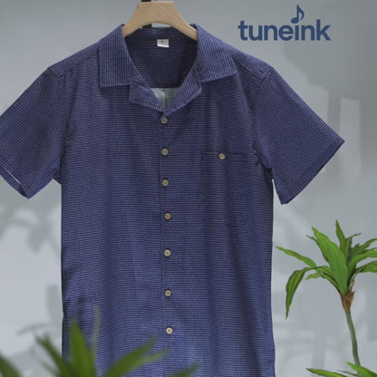 Men's Linen Textured Cotton Hawaiian Shirt