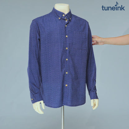 Men's Linen Textured Cotton Long Sleeve Pocket Shirt
