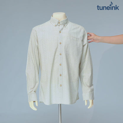 Men's Linen Textured Cotton Long Sleeve Pocket Shirt