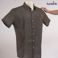 Men's Linen Textured Cotton Short Sleeve Shirt