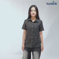 Women's Linen Textured Cotton Short Sleeve Shirt
