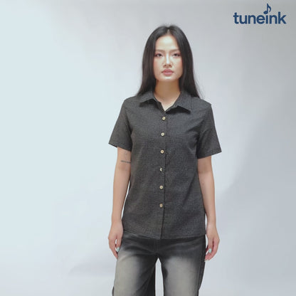 Women's Linen Textured Cotton Short Sleeve Shirt