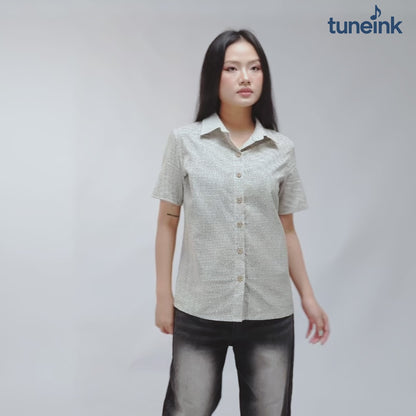 Women's Linen Textured Cotton Short Sleeve Shirt
