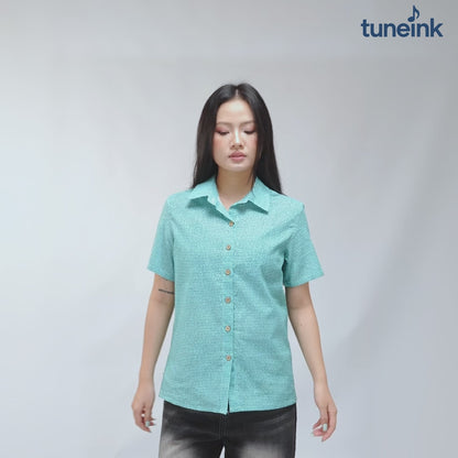 Women's Linen Textured Cotton Short Sleeve Shirt