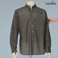 Men's Linen Textured Cotton Long Sleeve Pocket Shirt