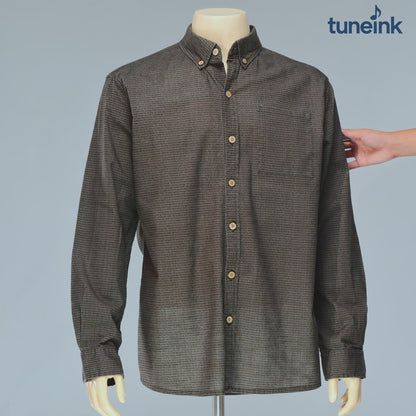 Men's Linen Textured Cotton Long Sleeve Pocket Shirt