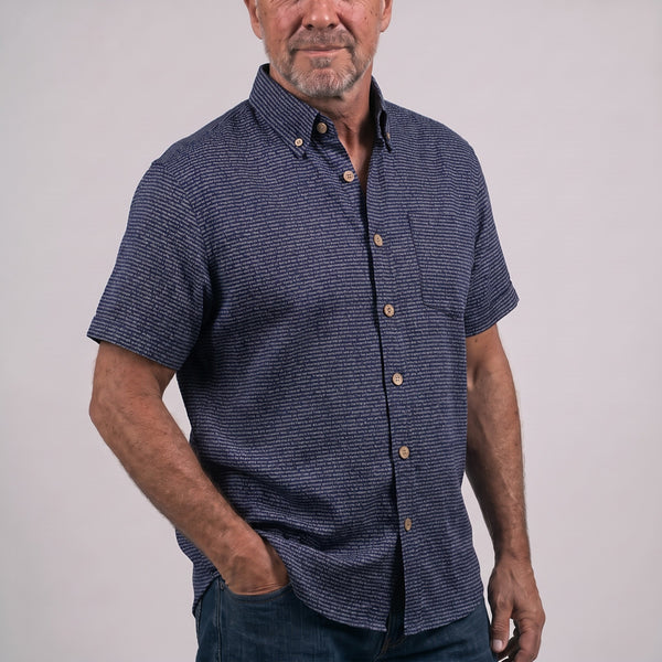 Men's Linen Textured Cotton Short Sleeve Shirt